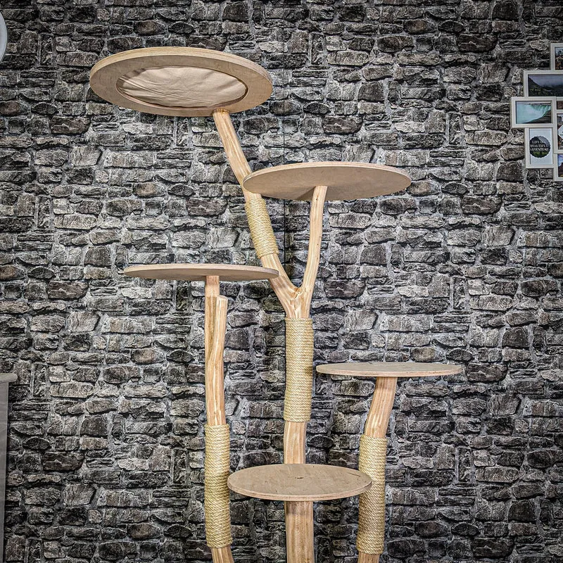 Naturkratzbaum 3264 Kratzbaum Natur Holz Design 175 cm hoch Katzenbaum