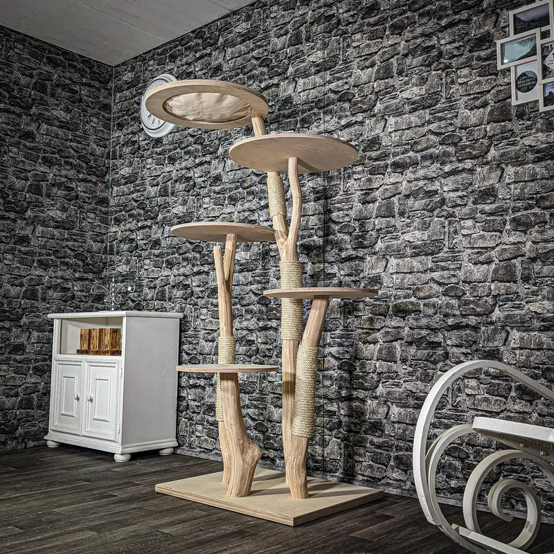 Naturkratzbaum 3264 Kratzbaum Natur Holz Design 175 cm hoch Katzenbaum