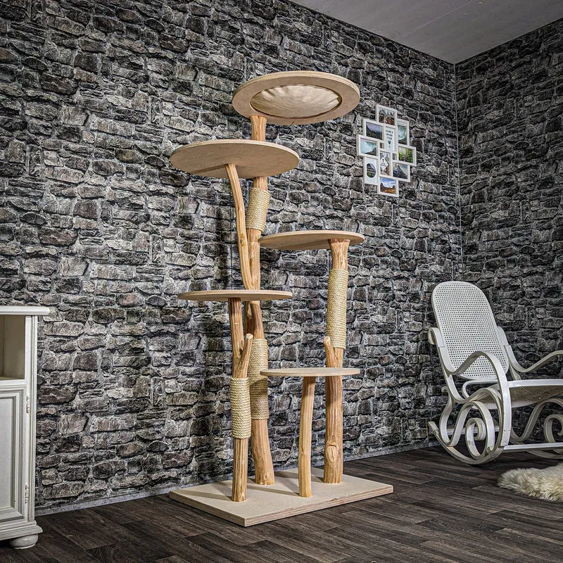 Naturkratzbaum 3263 Kratzbaum Natur Holz Design 176 cm hoch Katzenbaum