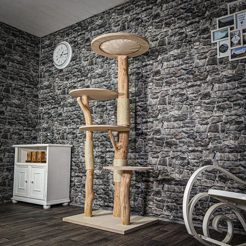 Naturkratzbaum 3262 Kratzbaum Natur Holz Design 174 cm hoch Katzenbaum