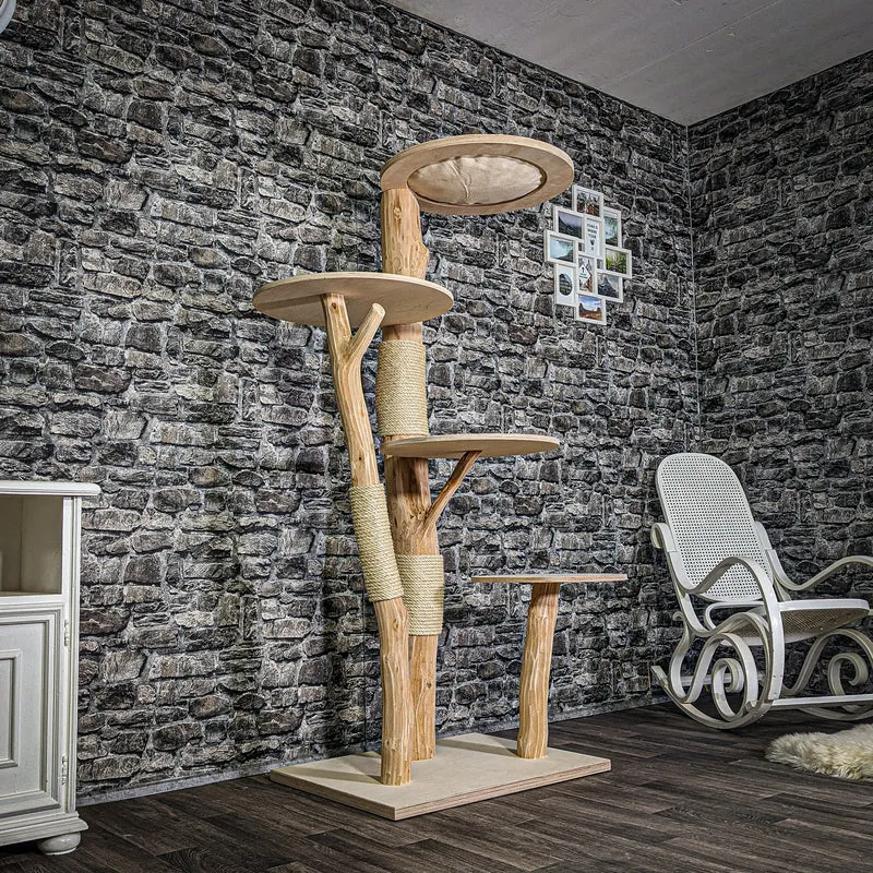 Naturkratzbaum 3262 Kratzbaum Natur Holz Design 174 cm hoch Katzenbaum