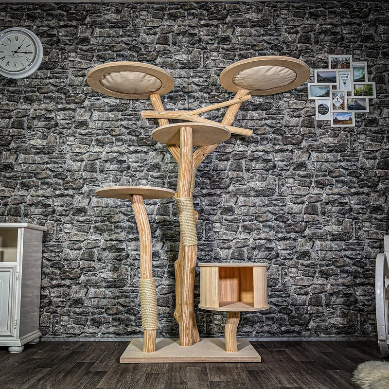 Naturkratzbaum 3261 Kratzbaum Natur Holz Design 175 cm hoch Katzenbaum