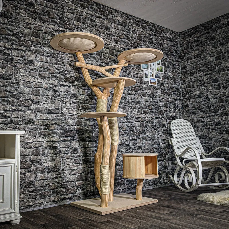 Naturkratzbaum 3261 Kratzbaum Natur Holz Design 175 cm hoch Katzenbaum