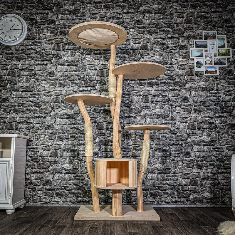 Naturkratzbaum 3260 Kratzbaum Natur Holz Design 175 cm hoch Katzenbaum