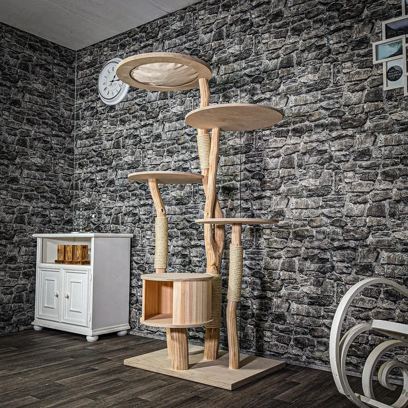 Naturkratzbaum 3260 Kratzbaum Natur Holz Design 175 cm hoch Katzenbaum