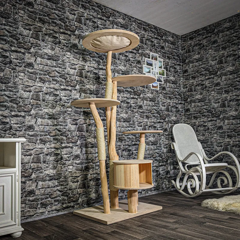 Naturkratzbaum 3260 Kratzbaum Natur Holz Design 175 cm hoch Katzenbaum