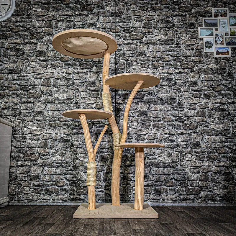 Naturkratzbaum 3259 Kratzbaum Natur Holz Design 146 cm hoch Katzenbaum