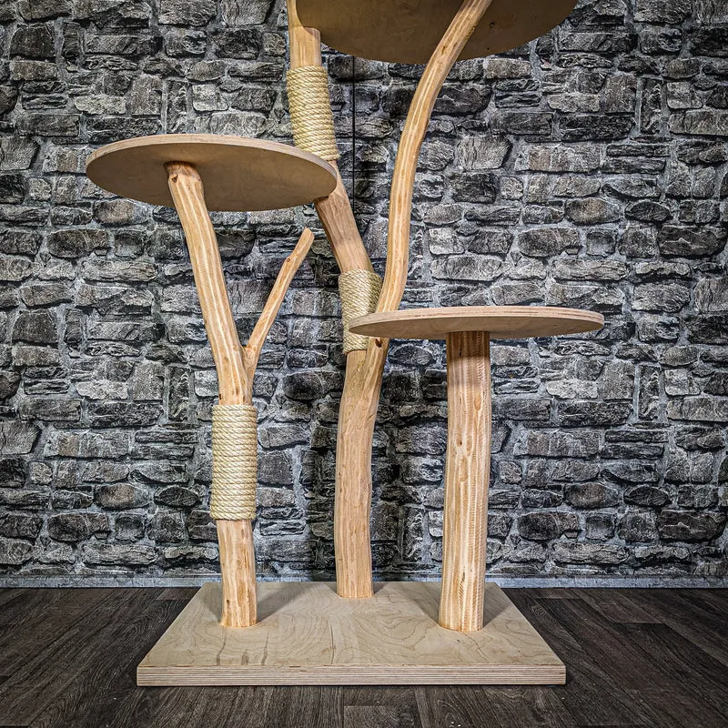 Naturkratzbaum 3259 Kratzbaum Natur Holz Design 146 cm hoch Katzenbaum