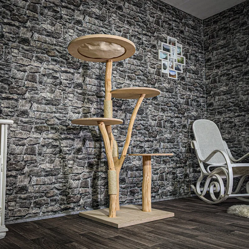 Naturkratzbaum 3259 Kratzbaum Natur Holz Design 146 cm hoch Katzenbaum