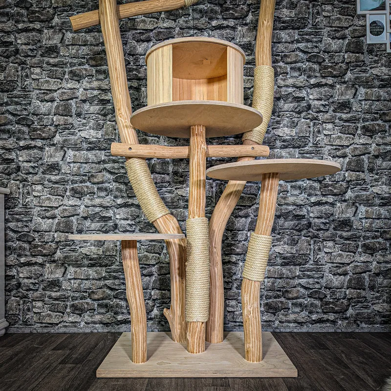 Naturkratzbaum 3257 Kratzbaum Natur Holz Design 196 cm hoch Katzenbaum