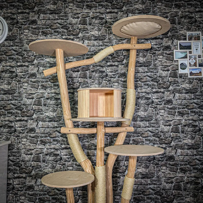 Naturkratzbaum 3257 Kratzbaum Natur Holz Design 196 cm hoch Katzenbaum