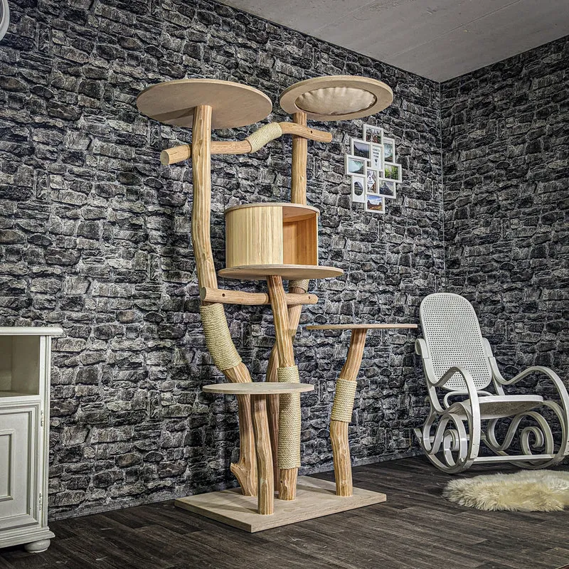 Naturkratzbaum 3257 Kratzbaum Natur Holz Design 196 cm hoch Katzenbaum