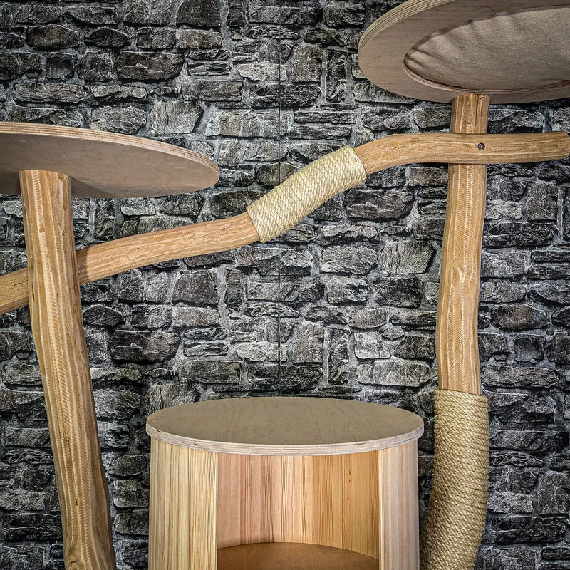 Naturkratzbaum 3257 Kratzbaum Natur Holz Design 196 cm hoch Katzenbaum