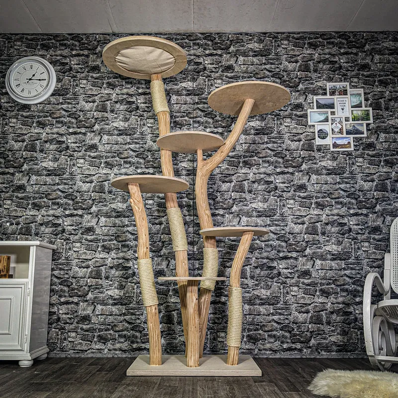 Naturkratzbaum 3256 Kratzbaum Natur Holz Design 205 cm hoch Katzenbaum