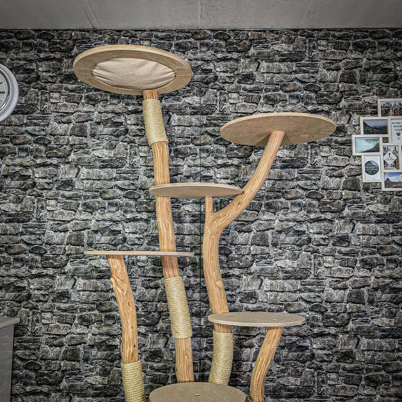 Naturkratzbaum 3256 Kratzbaum Natur Holz Design 205 cm hoch Katzenbaum