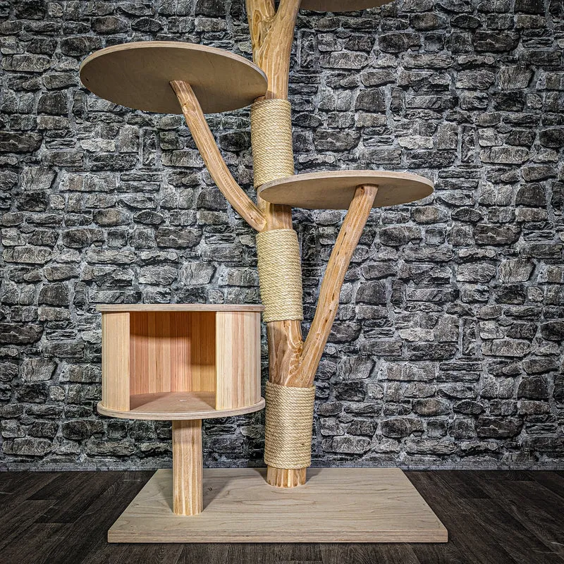 Naturkratzbaum 3255 Kratzbaum Natur Holz Design 176 cm hoch Katzenbaum