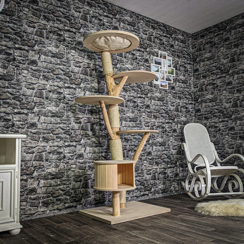 Naturkratzbaum 3255 Kratzbaum Natur Holz Design 176 cm hoch Katzenbaum