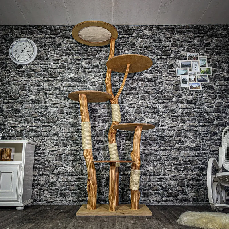 Naturkratzbaum 3254 Kratzbaum Natur Holz Design 213 cm hoch Katzenbaum