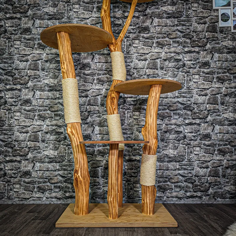 Naturkratzbaum 3254 Kratzbaum Natur Holz Design 213 cm hoch Katzenbaum