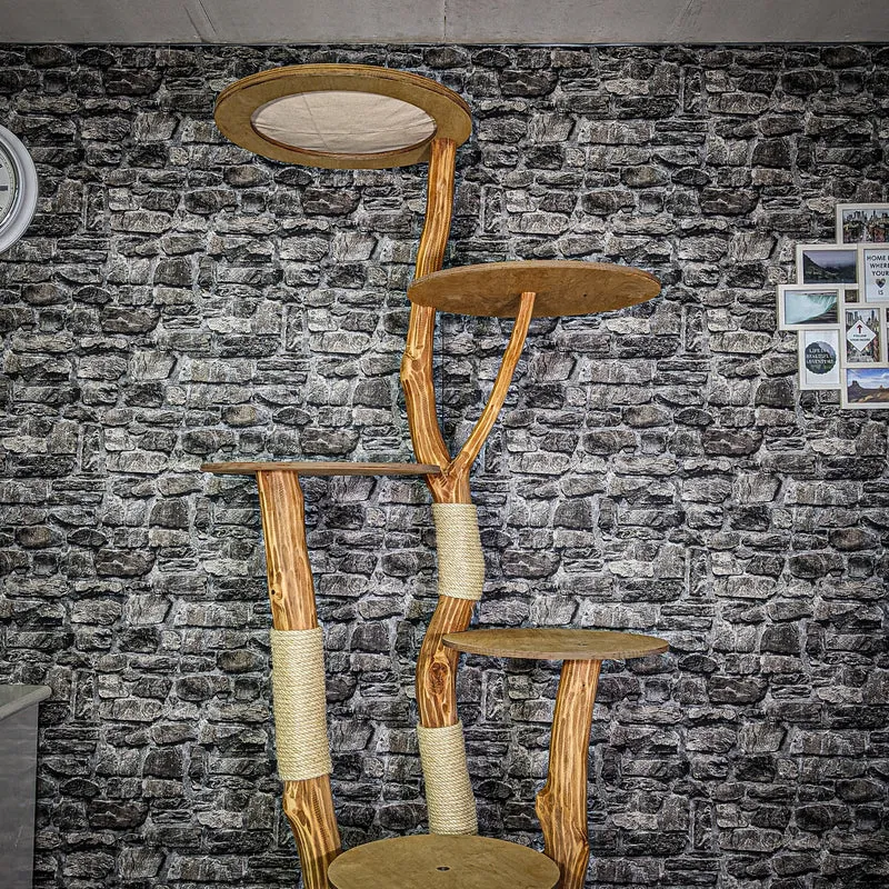 Naturkratzbaum 3254 Kratzbaum Natur Holz Design 213 cm hoch Katzenbaum