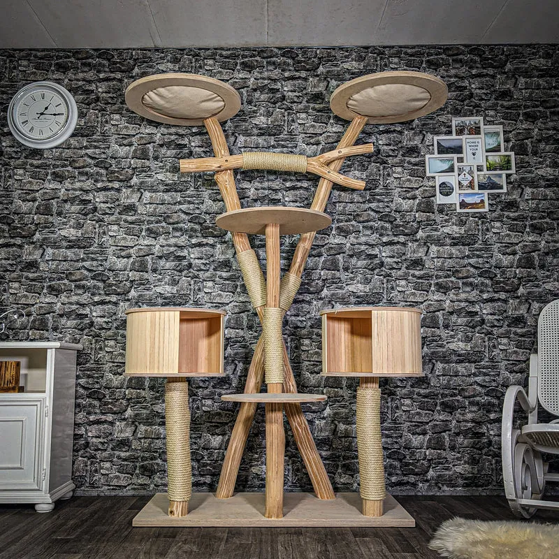 Naturkratzbaum 3246 Kratzbaum Natur Holz Design 201 cm hoch Katzenbaum