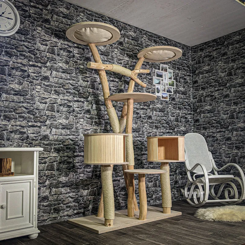 Naturkratzbaum 3246 Kratzbaum Natur Holz Design 201 cm hoch Katzenbaum