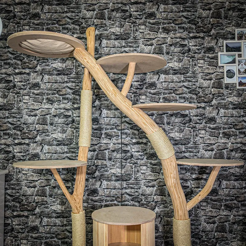 Naturkratzbaum 3244 Kratzbaum Natur Holz Design 197 cm hoch Katzenbaum
