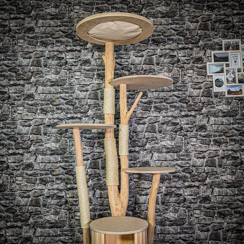 Naturkratzbaum 3241 Kratzbaum Natur Holz Design 194 cm hoch Katzenbaum