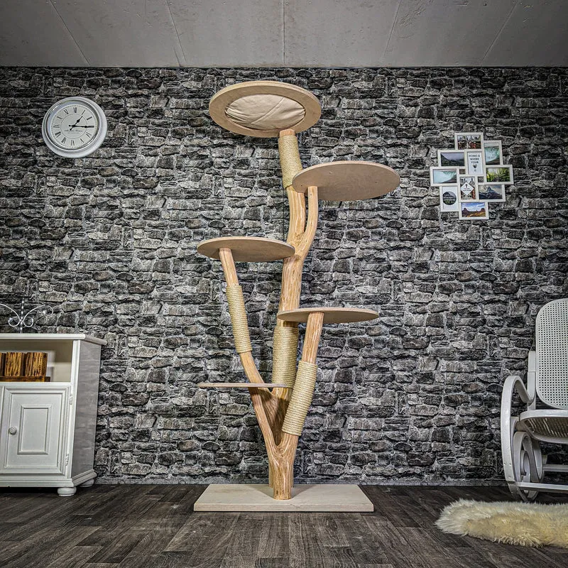 Naturkratzbaum 3240 Kratzbaum Natur Holz Design 195 cm hoch Katzenbaum