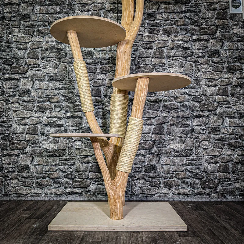 Naturkratzbaum 3240 Kratzbaum Natur Holz Design 195 cm hoch Katzenbaum