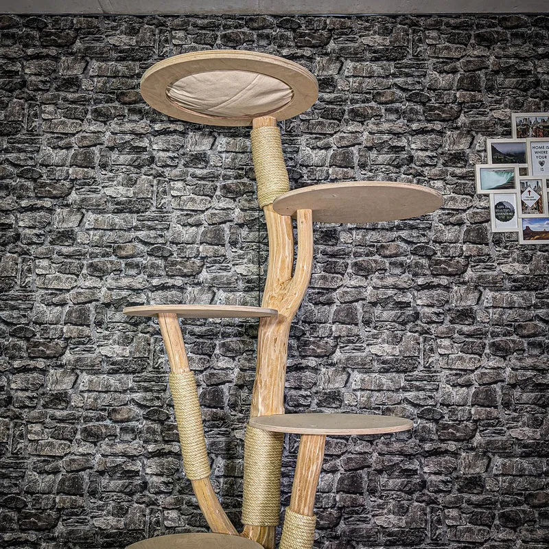 Naturkratzbaum 3240 Kratzbaum Natur Holz Design 195 cm hoch Katzenbaum