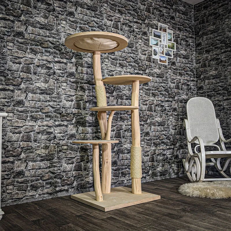 Naturkratzbaum 3163 Kratzbaum Natur Holz Design 145 cm hoch Katzenbaum