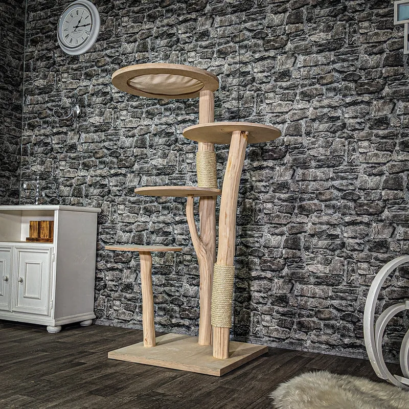 Naturkratzbaum 3163 Kratzbaum Natur Holz Design 145 cm hoch Katzenbaum