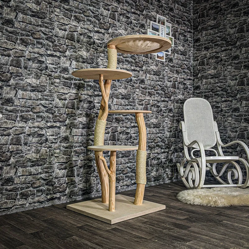 Naturkratzbaum 3160 Kratzbaum Natur Holz Design 145 cm hoch Katzenbaum