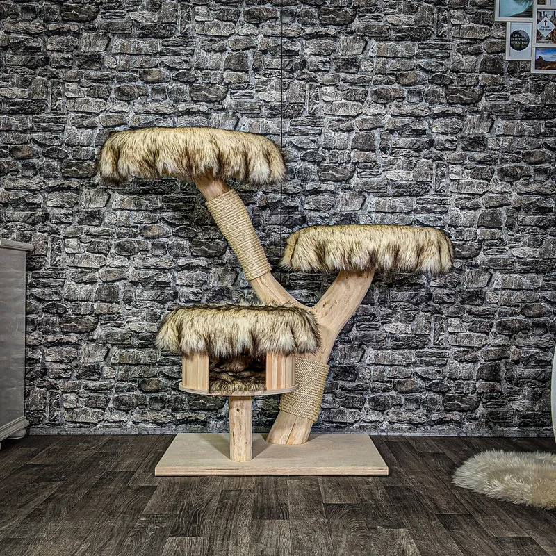 Naturkratzbaum 3158 Kratzbaum Natur Holz Design 110 cm hoch Katzenbaum