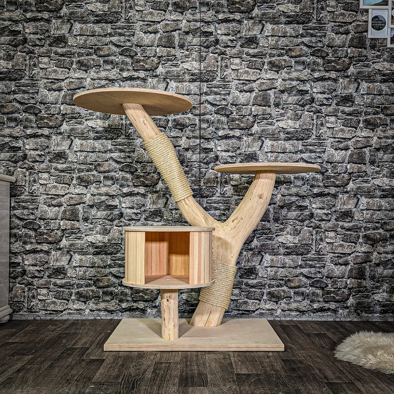 Naturkratzbaum 3158 Kratzbaum Natur Holz Design 110 cm hoch Katzenbaum