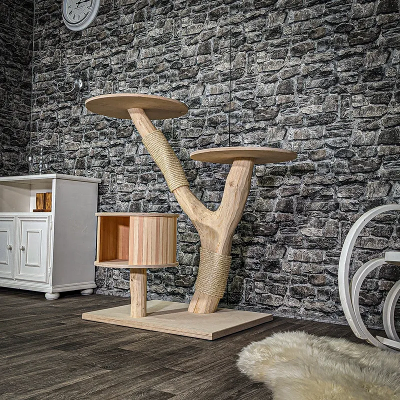 Naturkratzbaum 3158 Kratzbaum Natur Holz Design 110 cm hoch Katzenbaum