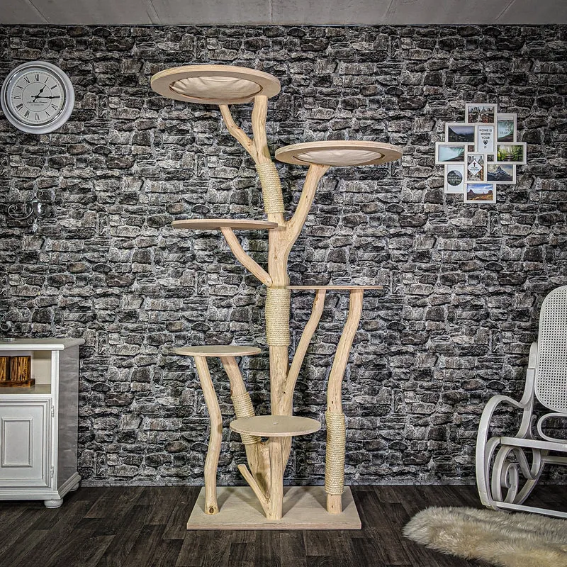 Naturkratzbaum 3155 Kratzbaum Natur Holz Design 205 cm hoch Katzenbaum