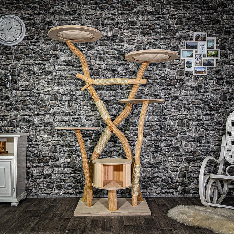 Naturkratzbaum 3153 Kratzbaum Natur Holz Design 190 cm hoch Katzenbaum