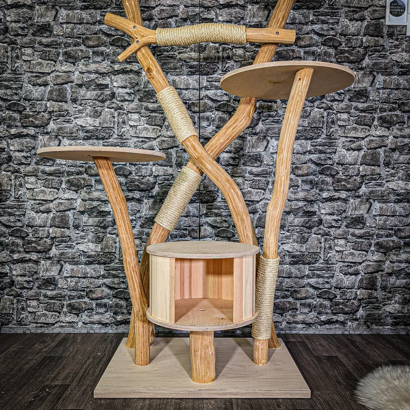 Naturkratzbaum 3153 Kratzbaum Natur Holz Design 190 cm hoch Katzenbaum