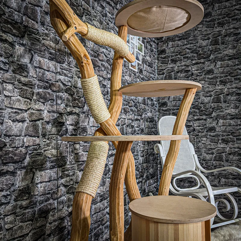 Naturkratzbaum 3153 Kratzbaum Natur Holz Design 190 cm hoch Katzenbaum