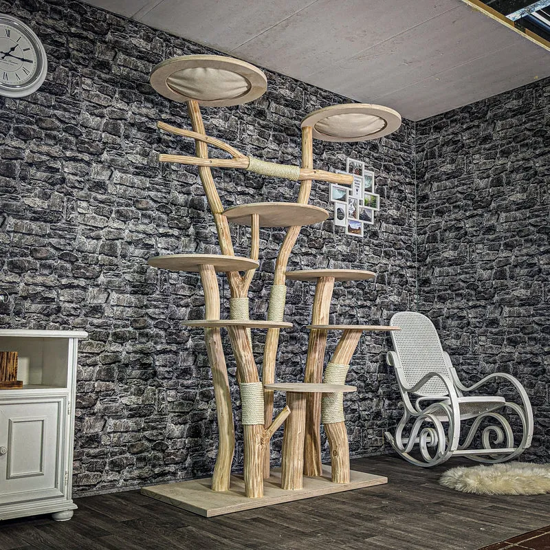 Naturkratzbaum 3149 Kratzbaum Natur Holz Design 206 cm hoch Katzenbaum