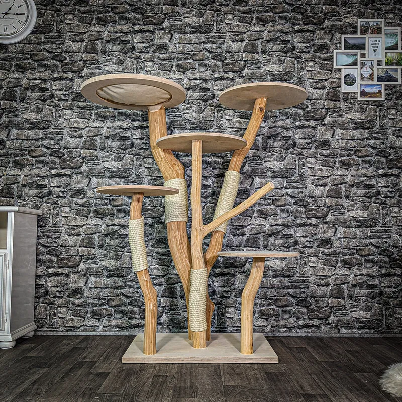 Naturkratzbaum 3144 Kratzbaum Natur Holz Design 143 cm hoch Katzenbaum