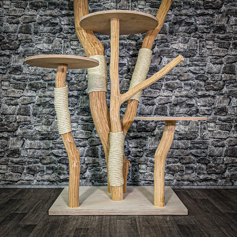 Naturkratzbaum 3144 Kratzbaum Natur Holz Design 143 cm hoch Katzenbaum