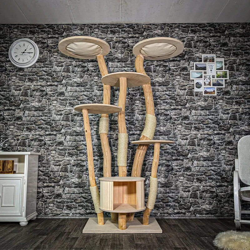 Naturkratzbaum 3141 Kratzbaum Natur Holz Design 196 cm hoch Katzenbaum