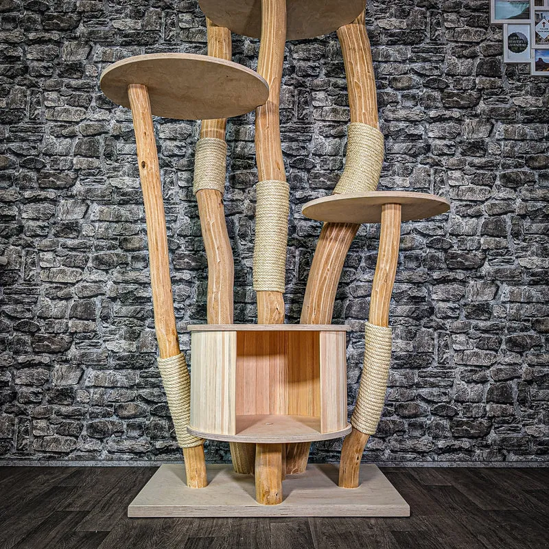 Naturkratzbaum 3141 Kratzbaum Natur Holz Design 196 cm hoch Katzenbaum