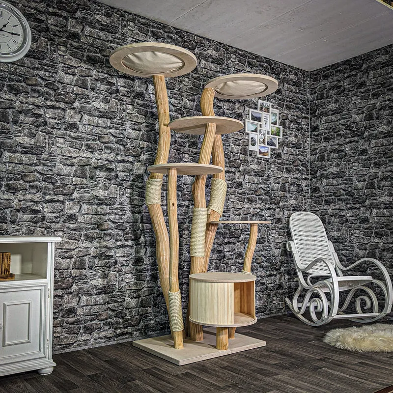 Naturkratzbaum 3141 Kratzbaum Natur Holz Design 196 cm hoch Katzenbaum