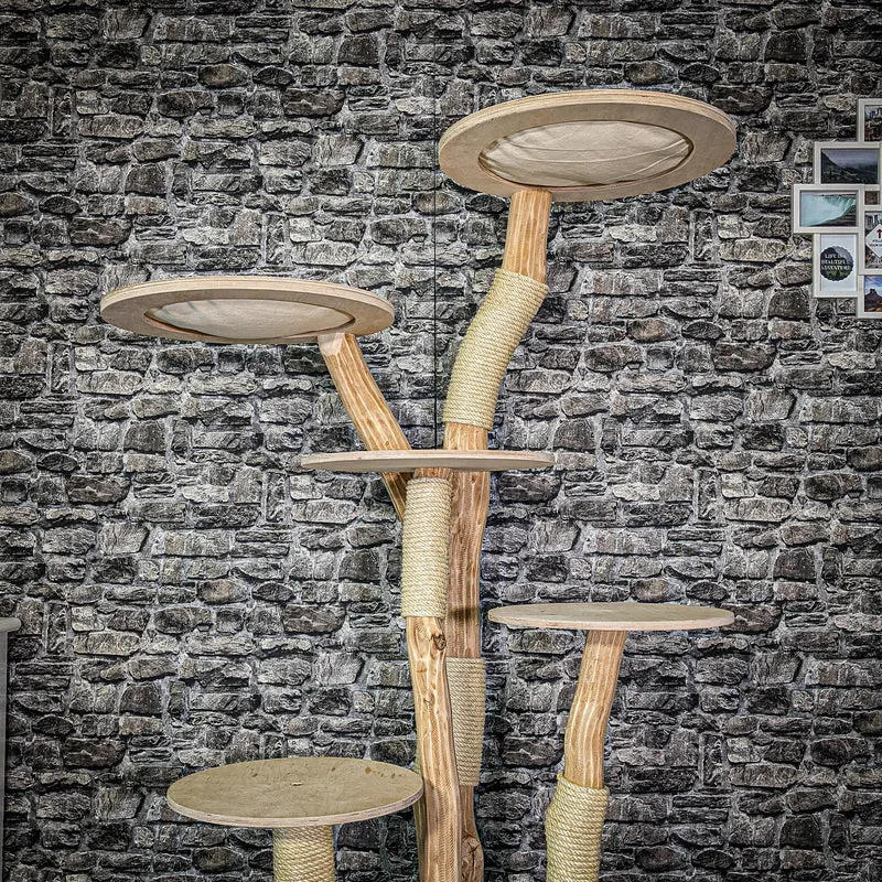 Naturkratzbaum 3140 Kratzbaum Natur Holz Design 175 cm hoch Katzenbaum