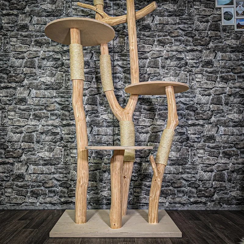 Naturkratzbaum 3237 Kratzbaum Natur Holz Design 214 cm hoch Katzenbaum