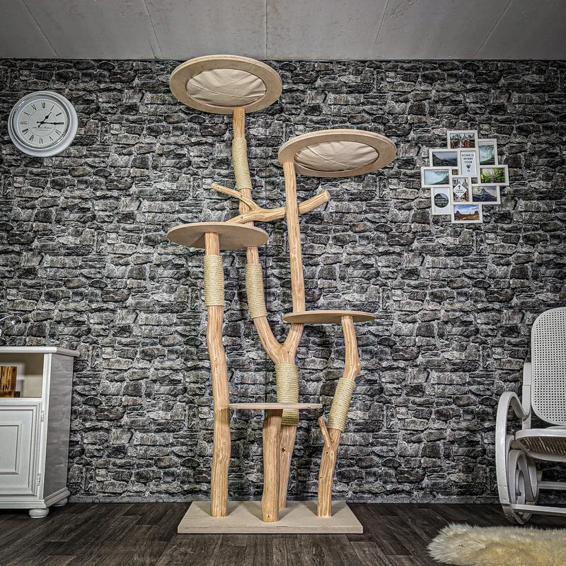 Naturkratzbaum 3237 Kratzbaum Natur Holz Design 214 cm hoch Katzenbaum